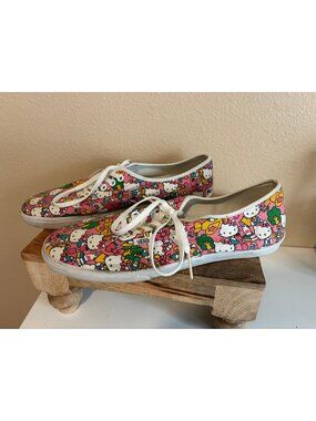 Vans Hello Kitty Pink White Lace Up Fashion Sneakers Women's Size 10.5